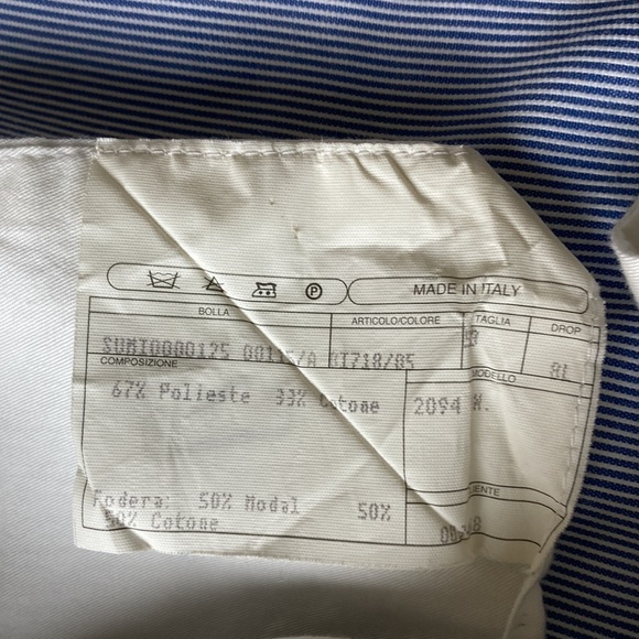 Isaia Napoli Men’s Blue White Stripe Seersucker Flat Front Trousers Pants 42 - Picture 7 of 16